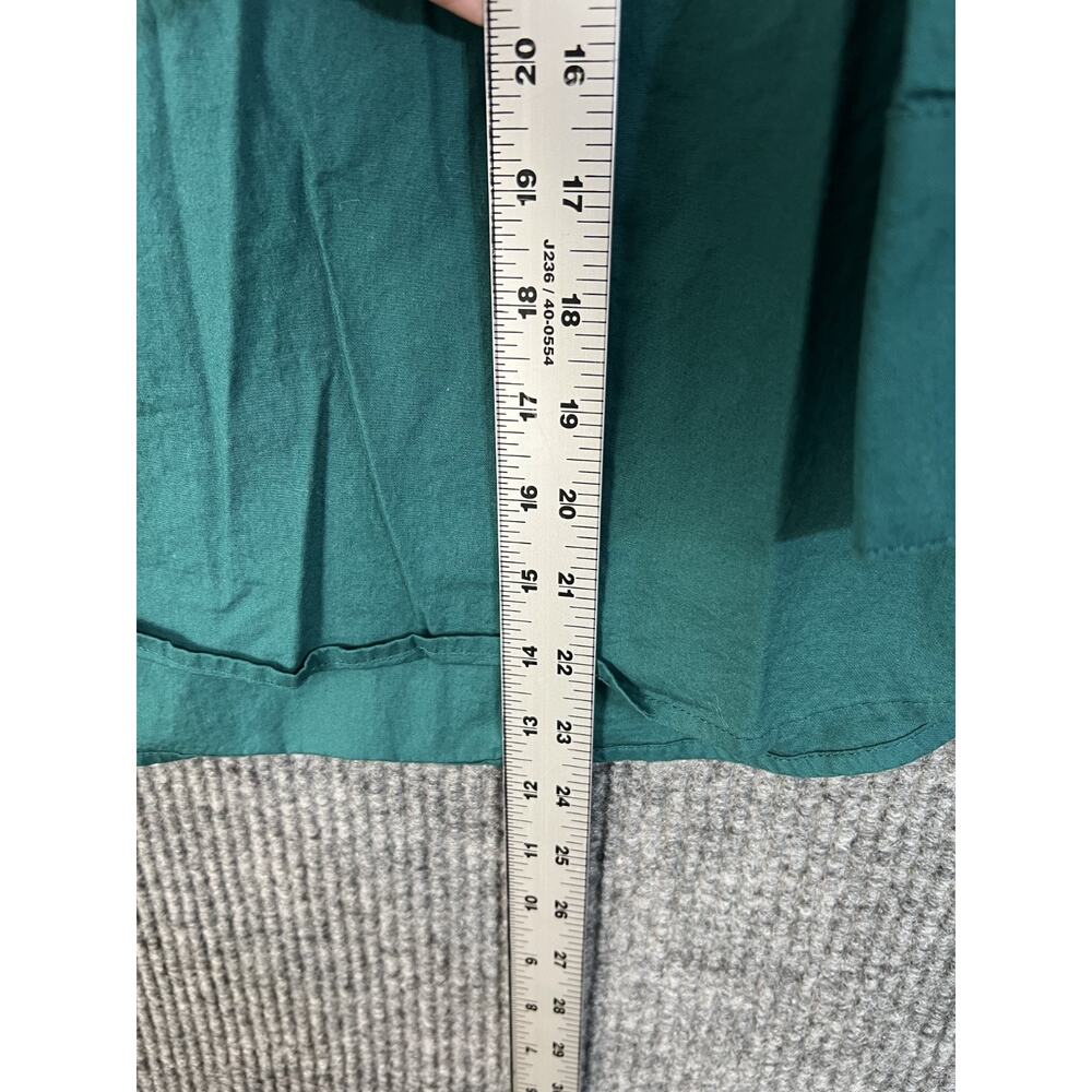 Denim & Co. Signature Poplin Tunic w/ Rhinestone Womens Large Petite Green - Picture 9 of 12